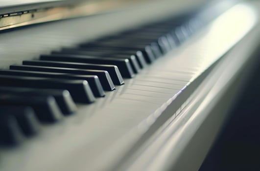 AI generated a close up of a white piano in a white room photo