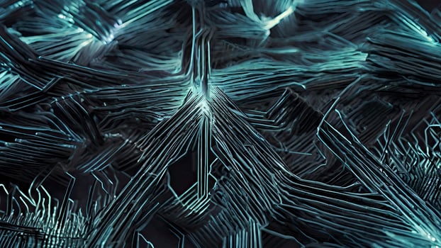 AI generated top view background of billion of nanowires futuristic style with dark atmosphere photo