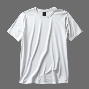 AI generated White men's T-shirt isolated on gray background, minimalism style, photo-realistic, AI generated photo