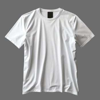 AI generated White men's T-shirt isolated on gray background, minimalism style, photo-realistic, AI generated photo