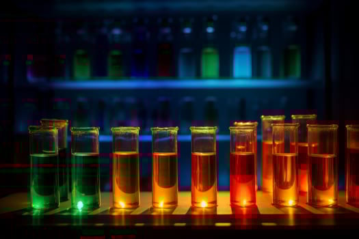 AI generated Colorful reagents laboratory tubes. Generate ai photo