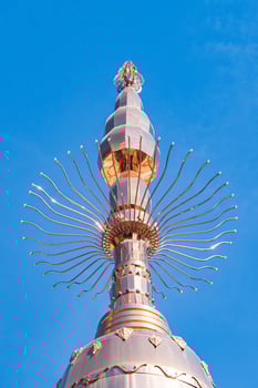 The massive aluminum-covered Buddhist stupa. photo