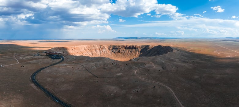 Aerial view of the Meteor Crater Natural Landmark at Arizona. photo