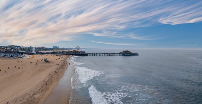 Venice beach Los Angeles California LA Summer Blue Aerial view. photo