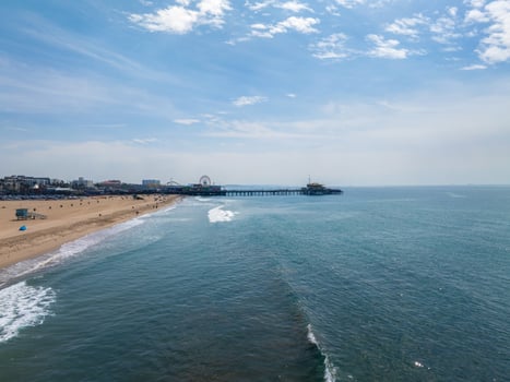 Venice beach Los Angeles California LA Summer Blue Aerial view. photo