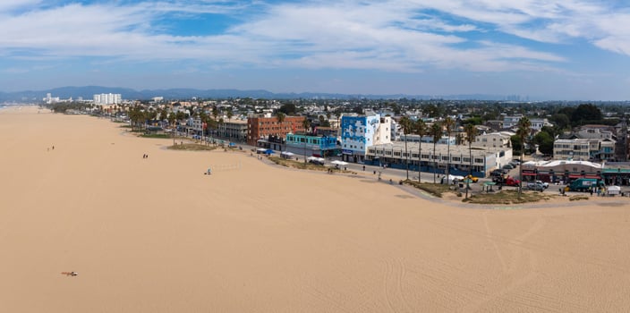 Venice beach Los Angeles California LA Summer Blue Aerial view. photo
