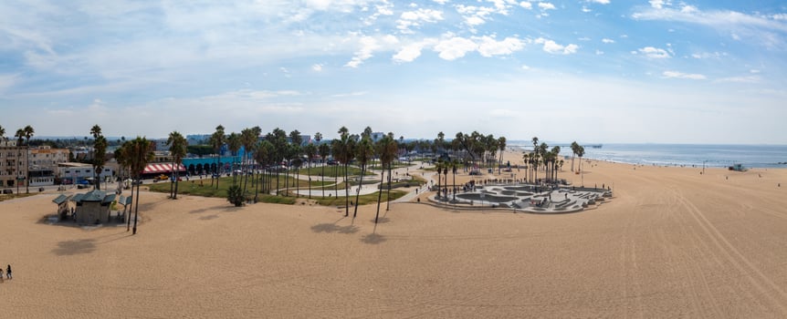 Venice beach Los Angeles California LA Summer Blue Aerial view. photo