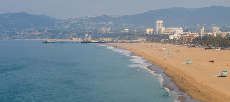 Venice beach Los Angeles California LA Summer Blue Aerial view. photo