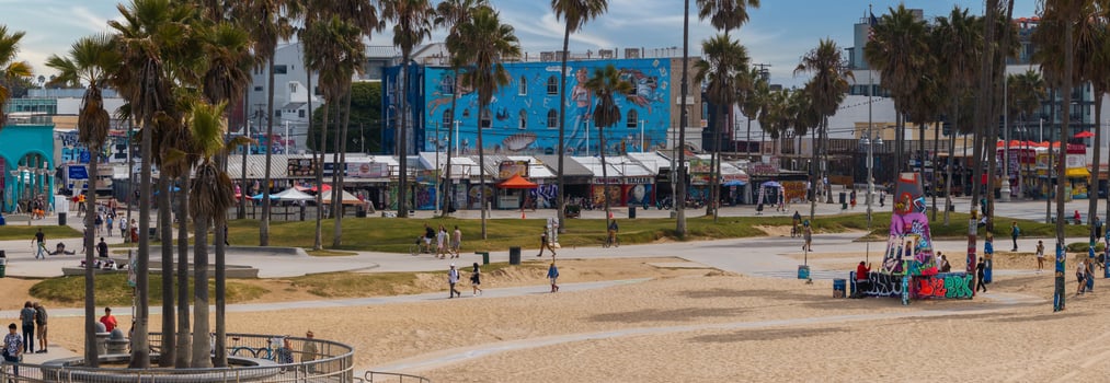 Venice beach Los Angeles California LA Summer Blue Aerial view. photo