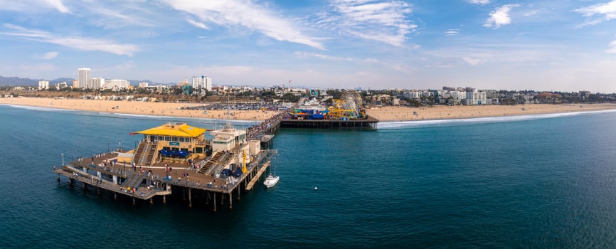 Santa Monica pier at sunset, Los Angeles photo