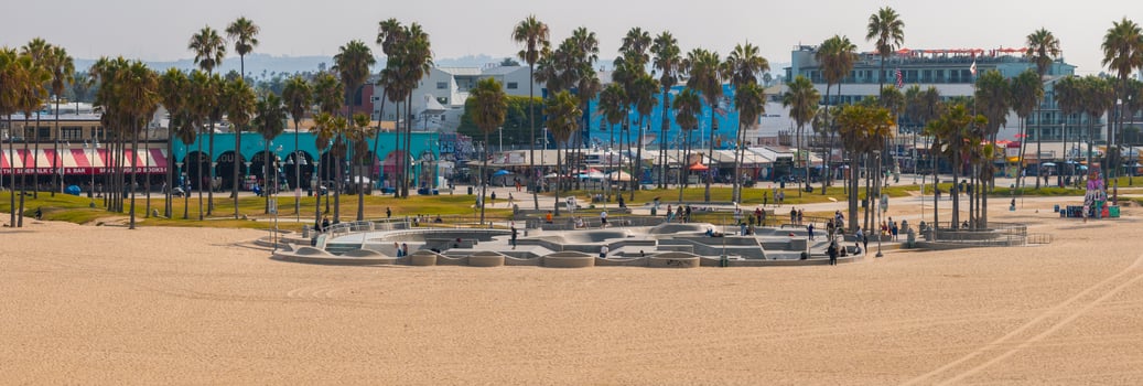 Venice beach Los Angeles California LA Summer Blue Aerial view. photo