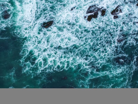 Aerial view of the huge Pacific ocean waves photo