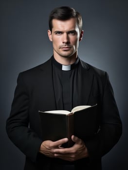 AI generated Spiritual Male Priest in Church, AI Generated photo