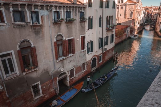 Venice Canal with Gondola - Authentic Italian Architecture and Scenery in Real Venetian Style photo