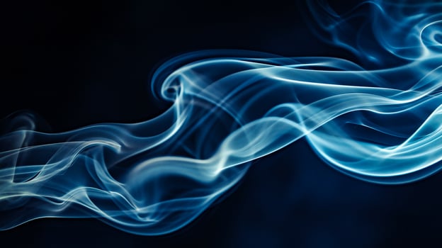 AI generated Colorful smoke of orange, yellow and blue on a black isolated background. Background from the smoke of vape photo