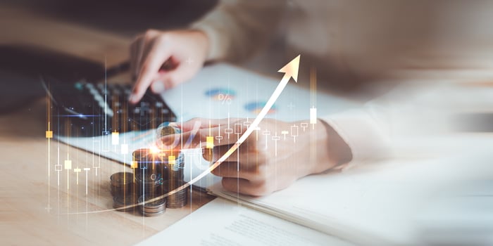 concept of finance and investment ,profit growth management ,financial graphical and statistical analysis ,Stock and currency fund management ,bank interest management ,high return investment photo