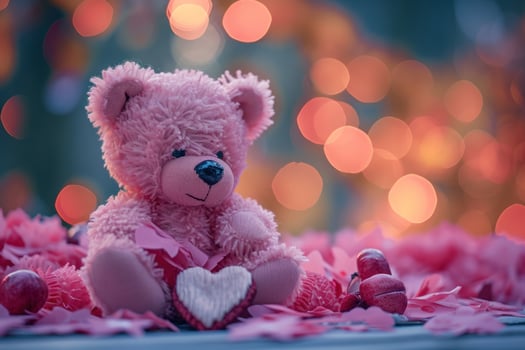 AI generated pink t and heart std bear wallpaper photo