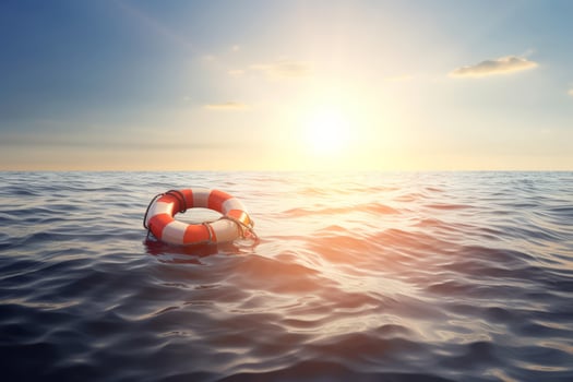 AI generated Lifebuoy floating sea. Generate ai photo