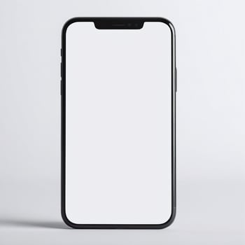 Mobile phone with white blank display, smartphone mockup template photo