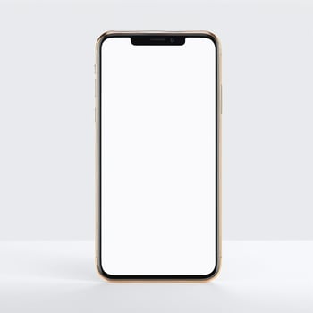 Mobile phone with white empty display screen mockup template photo