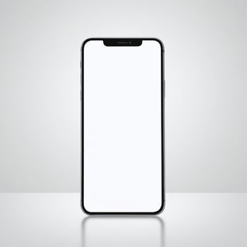 Mobile phone with white empty display screen mockup template photo