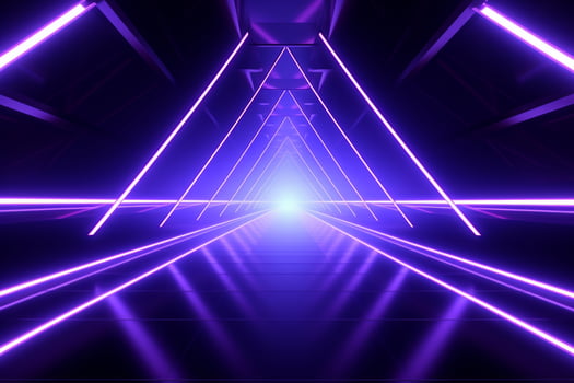AI generated a purple neon lighted tunnel in a dark tunnel photo