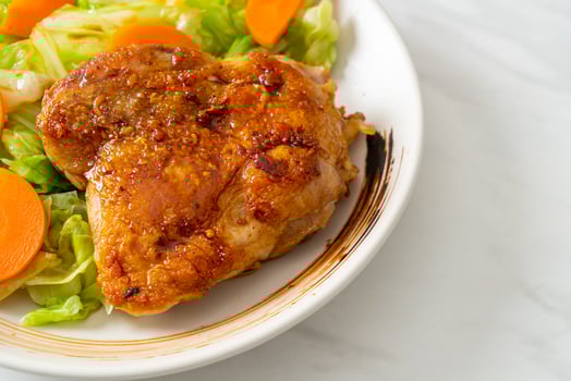 teppanyaki chicken steak with cabbage and carrot photo