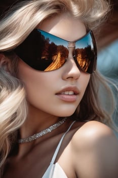 AI generated Stunning beautiful young woman with high contrast shadow and fashionable style photo