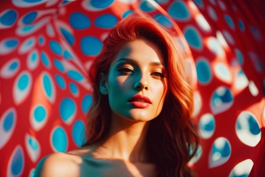 AI generated Stunning beautiful young woman with high contrast shadow and fashionable style photo