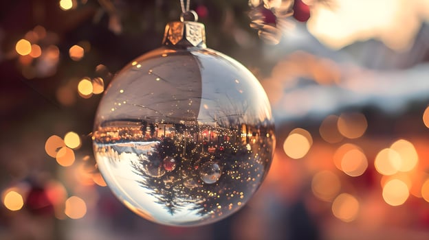 AI generated a christmas ornament hanging from a christmas tree photo