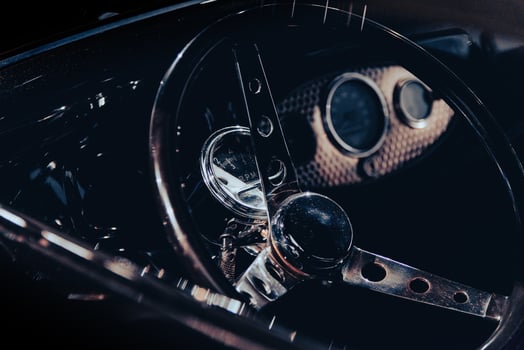 Tachometer in a hot rod photo
