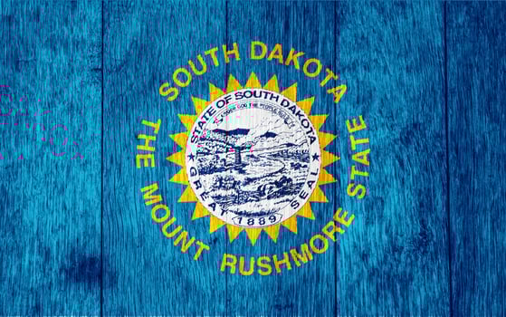 Flag of South Dakota USA state on a textured background. Concept collage. photo