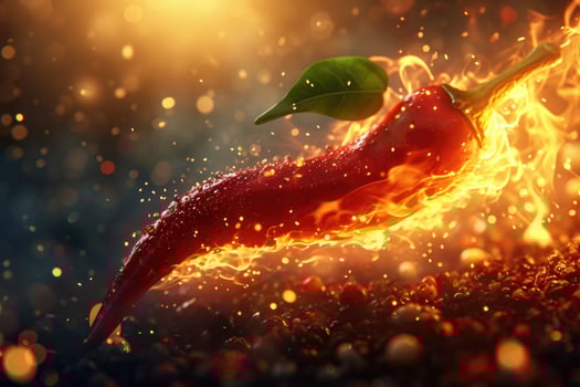 AI generated Fresh red chili pepper on fire. The concept of spicy food and spices photo