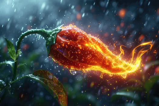AI generated Fresh red chili pepper on fire. The concept of spicy food and spices photo