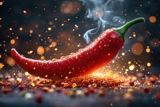 AI generated Fresh red chili pepper on fire. The concept of spicy food and spices photo