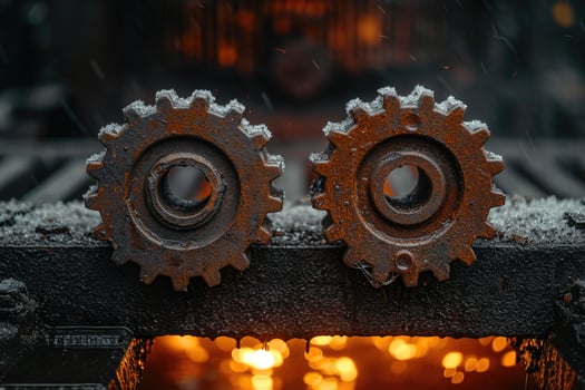 AI generated Details The gear is made of metal. Mechanical gears made of steel photo
