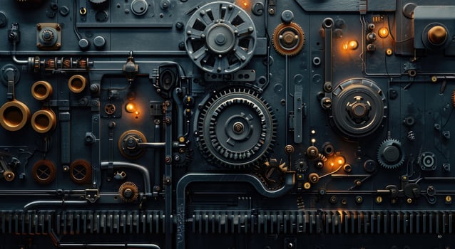AI generated Details The gear is made of metal. Mechanical gears made of steel photo