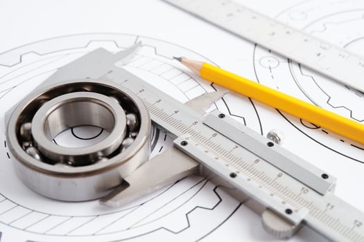 Engineering and precision tools with metal ball bering, mechanical industrial. photo