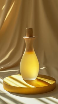 AI generated a bottle of cream sitting on a gold board photo