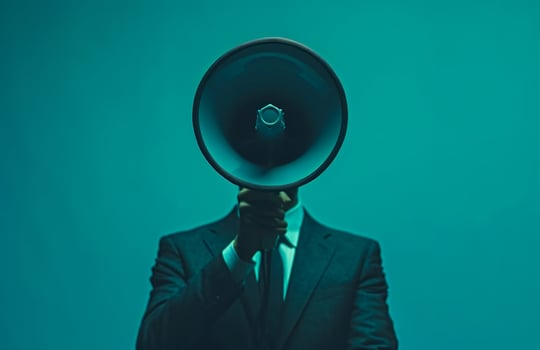 AI generated a business man is holding a megaphone photo