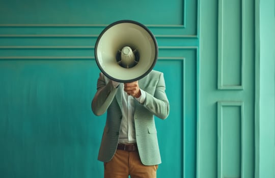 AI generated a business man is holding a megaphone photo