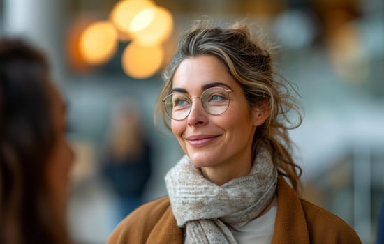AI generated an employee of enterprise software is standing besides a woman photo