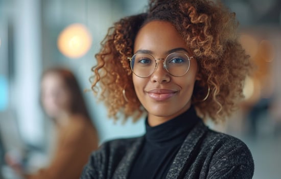 AI generated an employee of enterprise software is standing besides a woman photo