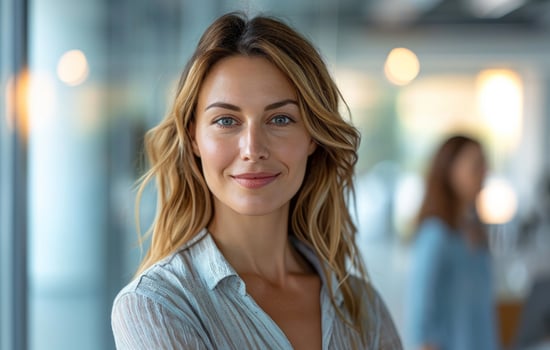 AI generated an employee of enterprise software is standing besides a woman photo