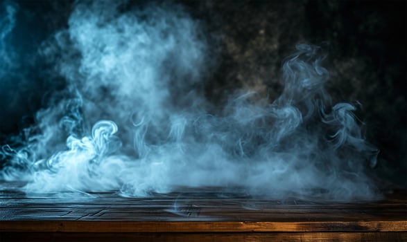 AI generated Abstract Halloween Ambience Over Wooden Table photo