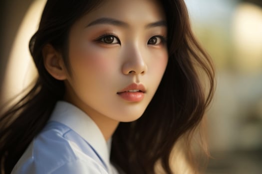 AI generated Stunning beautiful young Asian woman with high contrast shadow and fashionable style. Pro Photo