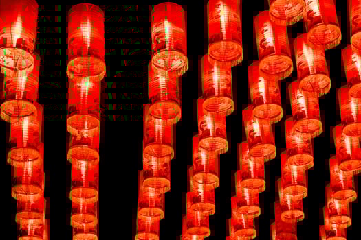 Red Lantern decoration for Chinese new year festive festival china traditional culture in night time, Celebrate Chinese New Year is Asian. photo