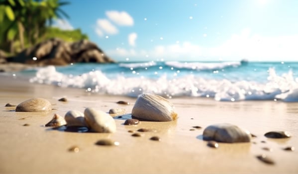 AI generated beach scene in summer photo