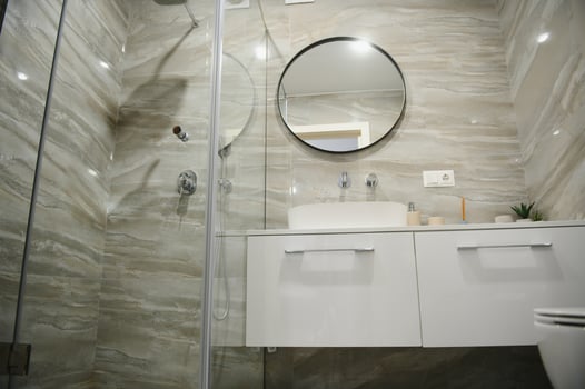 interior of the shower room Modern house with contemporary interior photo