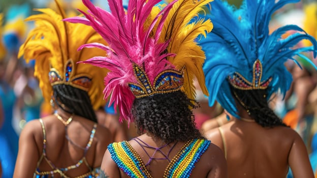 AI generated Back of frevo dancers at the street carnival in Recife, Pernambuco, Brazil. Festival. photo